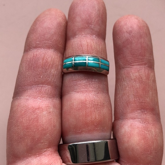 Vintage Southwestern Turquoise Ring Sz 7 - Picture 6 of 6